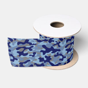 Ruban En Satin Camo bleu