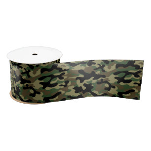 Ruban En Satin Camo Kaki de Bois