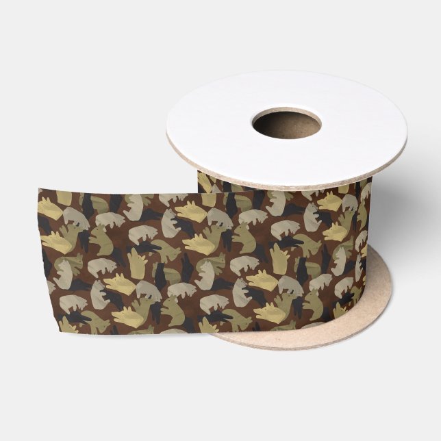 Ruban En Satin Camouflage animal Silhouette Brown (Bobine)