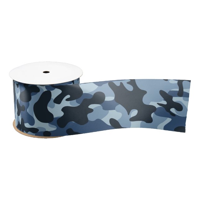 Ruban En Satin Camouflage bleu (Bobine)