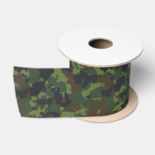 Ruban En Satin Camouflage Vert Camo Armée Militaire Marron