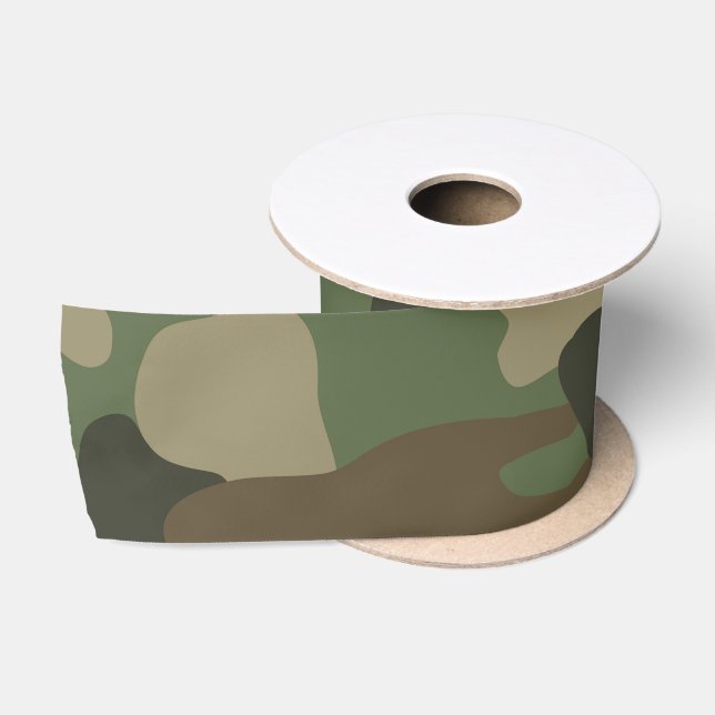 Ruban En Satin Camouflage Vert Camo Motif de l'armée (Bobine)