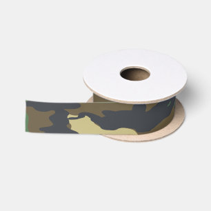 Ruban En Satin Camouflé vert et marron militaire