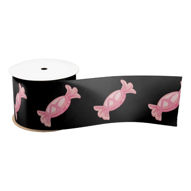 Ruban En Satin Candyland noir et rose (Bobine)