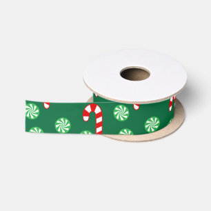 Ruban En Satin Canne à sucre rouge verte de Noël