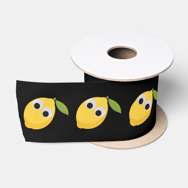 Ruban En Satin Caractère citron mignon avec yeux googly (Bobine)