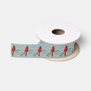 Ruban En Satin Cardinal Rouge, l'oiseau de Noël