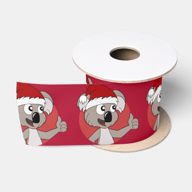Ruban En Satin Caricature de koala de Noël (Bobine)