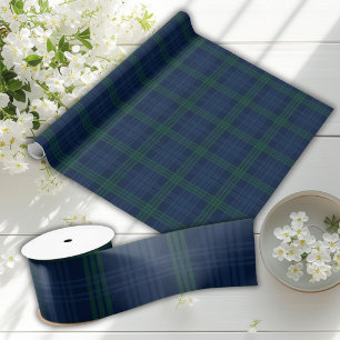 Ruban En Satin Carreaux Bleus et Verts Prépa Posh Chic