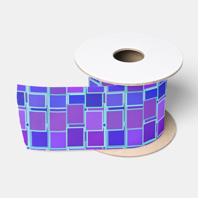 Ruban En Satin Carreaux de mosaïque violette en motif carré (Bobine)