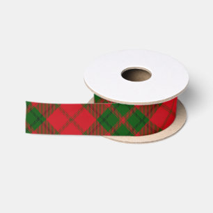 Ruban En Satin Carreaux Rouge Vert Tartan Classique