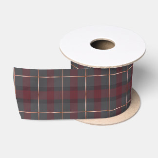 Ruban En Satin Carreaux Tartan Rouge et Gris Classique