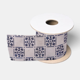 Ruban En Satin Carrelage Delft Bleu : Motif d'art néerlandais cla