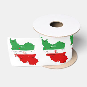 Ruban En Satin Carte de l'Iran avec drapeau et emblème