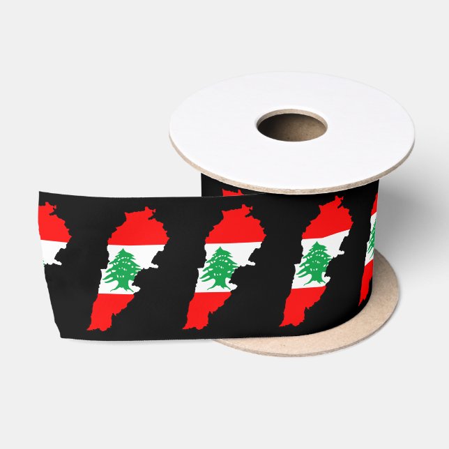 Ruban En Satin Carte du Liban avec drapeau (Bobine)