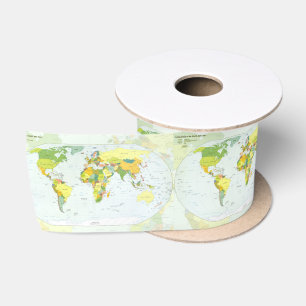 Ruban En Satin Carte mondiale Globe Pays Atlas