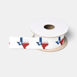 Ruban En Satin Carte Texas Formé Drapeau d'État Texan Lone Star