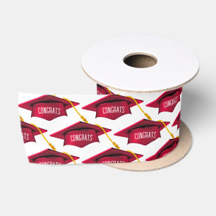 Ruban En Satin Cartes de graduation rouge avec texte de félicitat