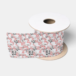 Ruban En Satin Cartes de Poker Dens Motif,