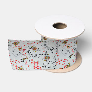 Ruban En Satin Cartes De Poker Dispersées,