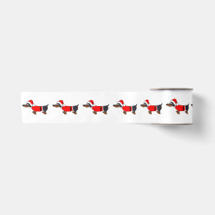Ruban En Satin Cartoon Père Noël Dachshund Dog Christmas Ribbon