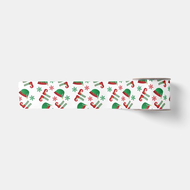 Ruban En Satin Casquette de Noël Elf Motif Red Green (Devant)