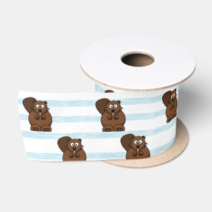 Ruban En Satin Castor sur bandes bleues