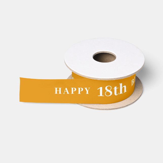 Ruban En Satin Célébration 18 : Joyeux Anniversaire Ruban Jaune (Bobine)