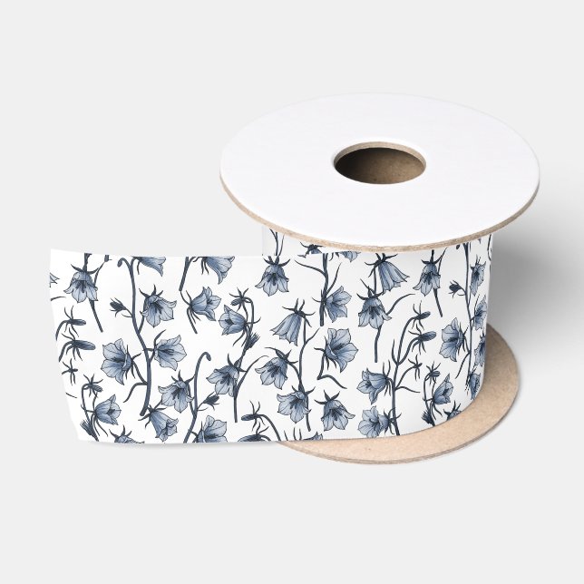 Ruban En Satin Cellules bleues, Cloches, Bellflowers (Bobine)