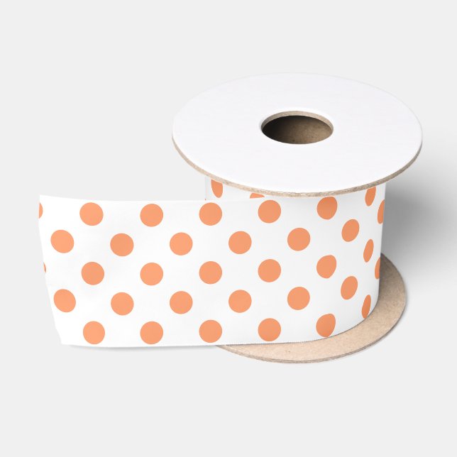 Ruban En Satin Cercles Pois orange de Tangérine (Bobine)