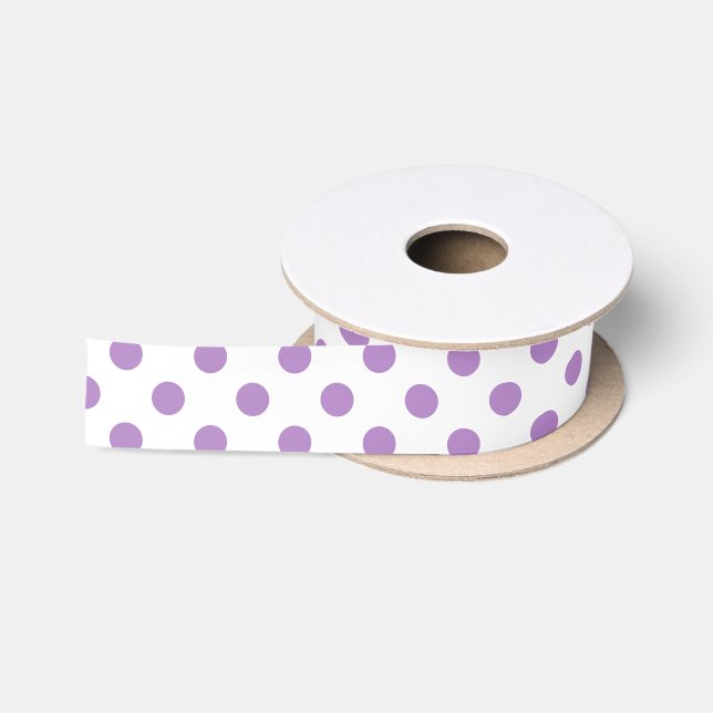 Ruban En Satin Cercles Pois violet de chardon (Bobine)