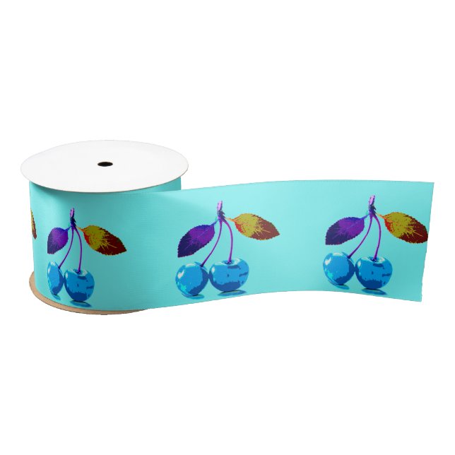 Ruban En Satin Cerises bleues vives (Bobine)