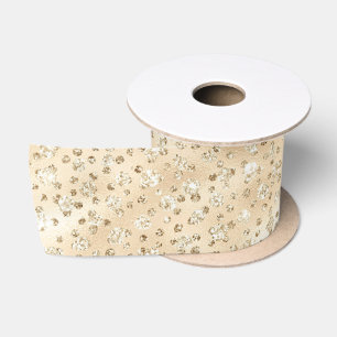 Ruban En Satin Champagne Faux Parties scintillant Cheetah Spots