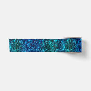 Ruban En Satin Charme Océanique Paillettes Bleues et Vertes 