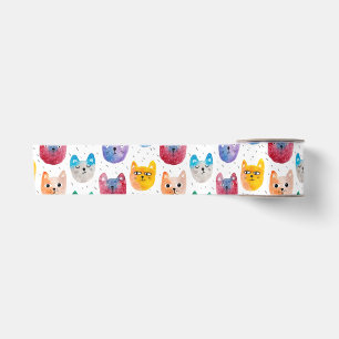 Ruban En Satin Chats aquarelles et amis