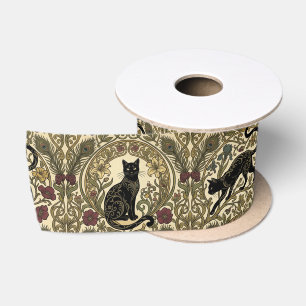 Ruban En Satin Chats noirs Art Nouveau