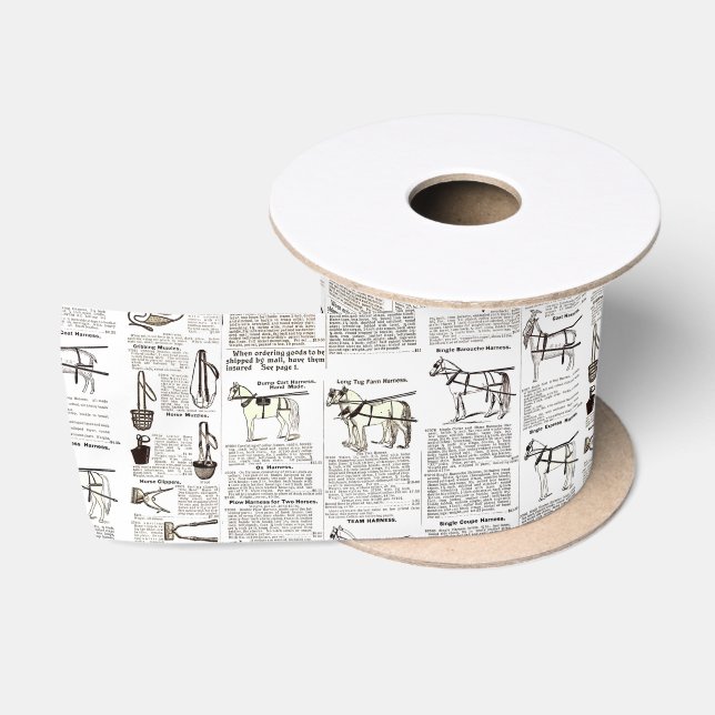 Ruban En Satin Cheval Antique Publicité Journal Art (Bobine)