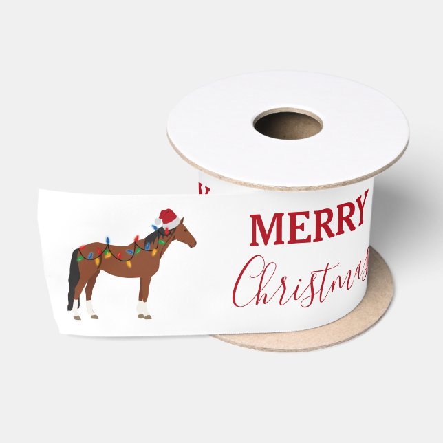 Ruban En Satin Cheval de Noël Santa Chapeau Noël Lumières (Bobine)