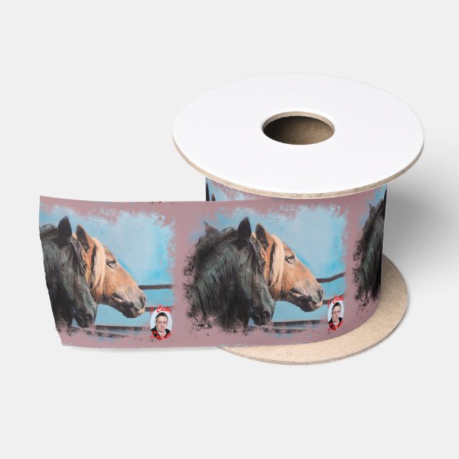 Ruban En Satin Chevaux/Cabalos/Horses (Bobine)