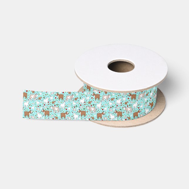 Ruban En Satin Chèvres en bleu (Bobine)