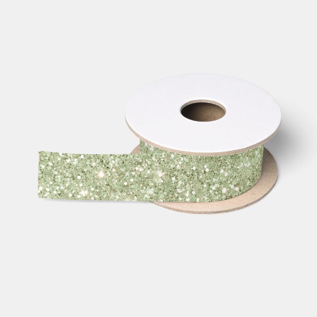 Ruban En Satin Chic Avocado Green Glitter Birthday (Bobine)
