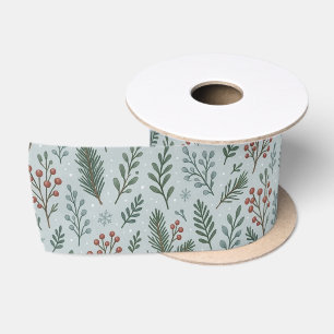 Ruban En Satin Chic Botanique Holly Berry Motif Floral