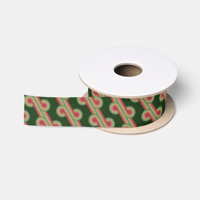 Ruban En Satin Chic Retro Funky Abstrait Waves Art Motif (Bobine)