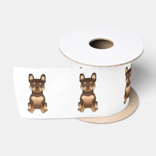 Ruban En Satin Chien de dessin animé Bouledogue français chocolat