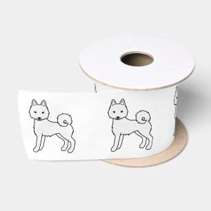 Ruban En Satin Chien de dessin animé mignon Klee Kai blanc d'Alas