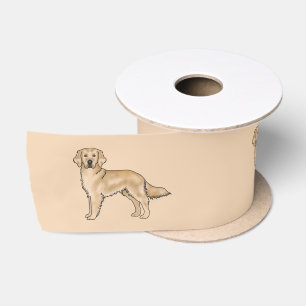 Ruban En Satin Chien de dessin animé mignon Retriever doré jaune