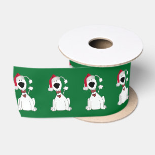 Ruban En Satin Chien de Noël Graphique avec Casquette
