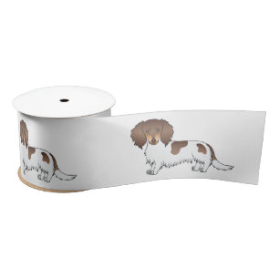 Ruban En Satin Chien teckel à poil long piebalde chocolat et fauv
