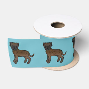 Ruban En Satin Chiens Bullmastiff Bringés de Dessin Animé Mignons