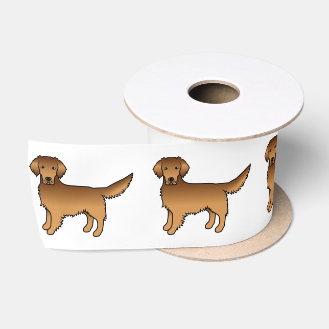 Ruban En Satin Chiens caricaturaux rouges Golden Retriever (Bobine)